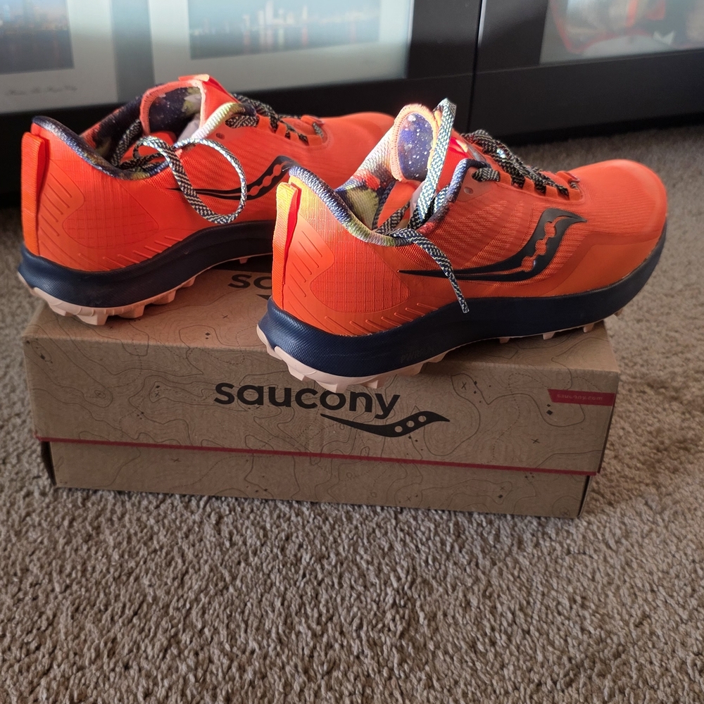 Saucony Women's Peregrine 12 Running Shoes Lightweight Lace Up Orange - Picture 3 of 8